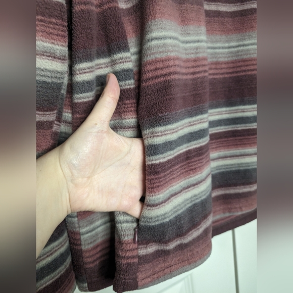 North River Womens Large Pullover Sweater 1/4 Button front Plum Stripe - Picture 3 of 10